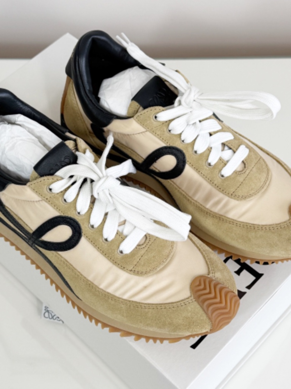 Loewe Flow Runner Suede and Leather Sneakers - Beige - Picture 9 of 14